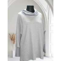 Tunika TRAPEZOWA z luźnym golfem - plaster miodu szary popiel